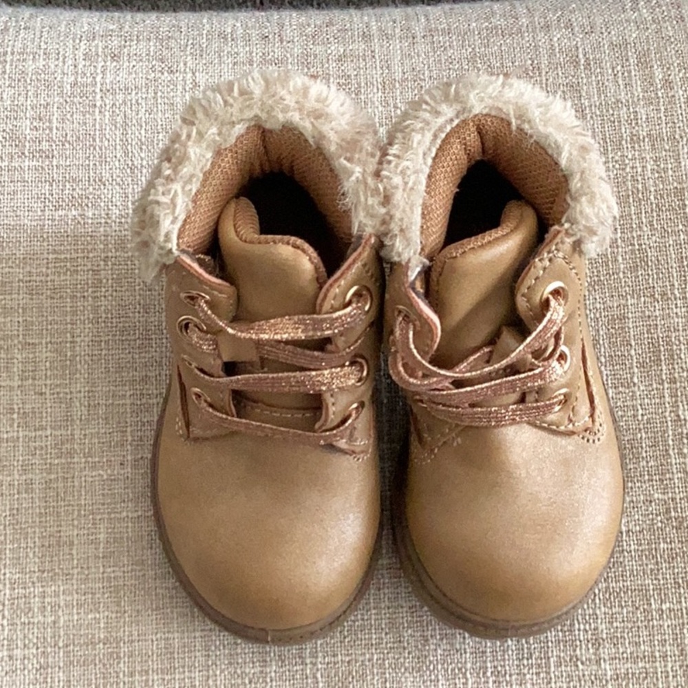 Cozy Tan Kids Boots by Laura Ashley